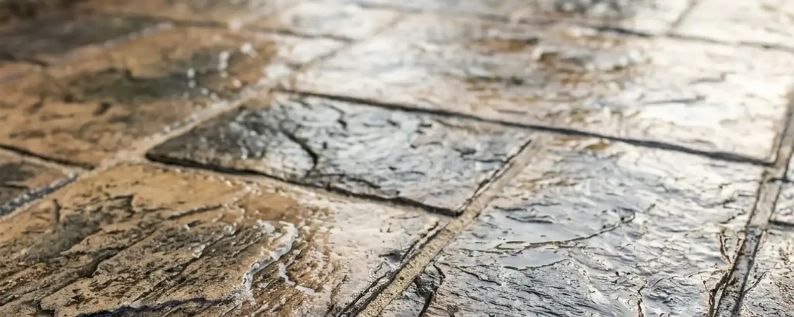 Detalle de un pavimento de hormigón impreso en Santander