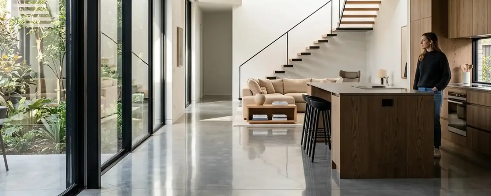 Hormigón pulido interior en una vivienda de Cantabria
